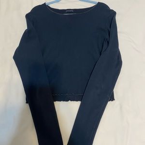 Navy Brandy Melville 1SZ fits all long sleeve crop top